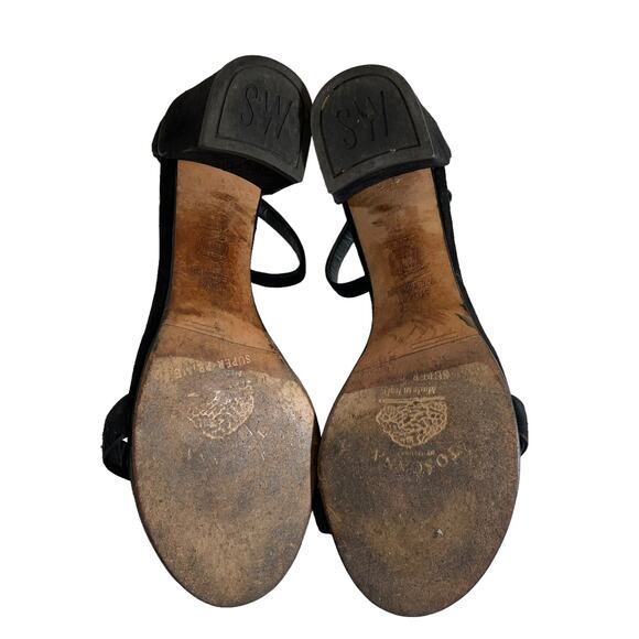 STUART WEITZMAN Women's Nearlynude Ankle Strap Sandal Black Size 5 - Picture 9 of 10